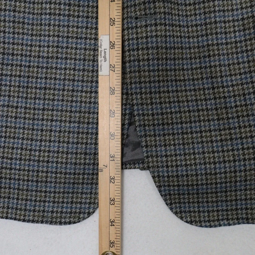 Brooks Brothers Sport Coat Houndstooth Check Blazer Blue Brown Tweed Wool Sz 48R